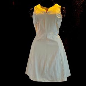 Cynthia Rowley simple basic white stretchy comfortable A-line dress Petite XS